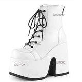 RAROVE Halloween Brand New Big Size 43 Platform Gothic Style Shoelace Zipper Extreme High Block Heels Comfy Walking Motorcycles Boots Shoes Woman