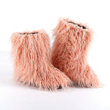 Rarove Winter Women's Snow Boots Luxury Fur Boots Fluffy Warm Furry Snow Boots Female Fashion Outdoor Non-Slip Shoes Mujer Mid Boots