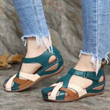 2023 Women's Sandals Wedge Buckle Strap Sandals Female Retro Casual Sewing Women Shoes Flats Platform Retro Sandalias Plus Size