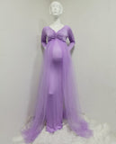 Maternity Dresses For Baby Showers  Shoot  Women Summer Elastic Long Robe Grossesse Vestidos Elegant Tulle Full