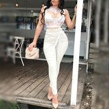 Rarove Back to School Women Fashion Casual Pants Women Trousers Solid Cargo Pants Leisure High Waisted Belted Pants