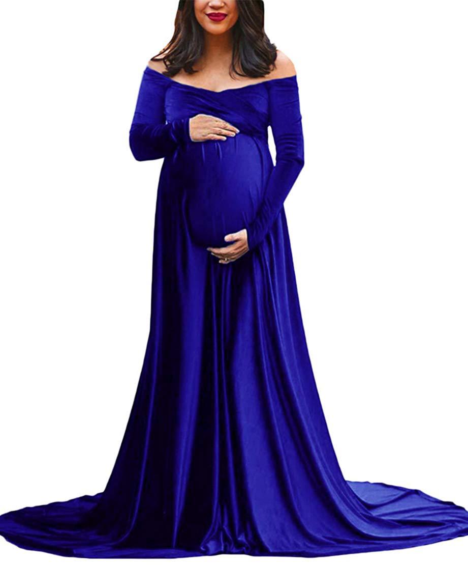 Rarove- New Velvet Maternity Dresses V-Neck Long Pregnancy Photography Dress Maxi Maternity Gown For Pregnant Women Photo Shoot Props