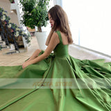 Rarove Green Satin Prom Dresses Sweetheart Sleeveless Spaghetti Straps Side Split Formal Evening Party Gowns Vestidos De Fiesta Custom