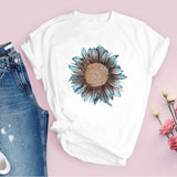 Women Graphic Flower Floral  Fashion Casual Cute 90s Style Vintage Lady Tees Print Tops Clothing Female T Shirt  Womens T-Shirt