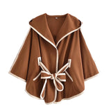 Rarove Luxury Designer Brand Clothing Women's Autumn Cape Shawl Coat Winter Female  Blends Hoodie Jacket Vintage Overcoat