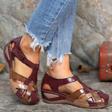 2023 Women's Sandals Wedge Buckle Strap Sandals Female Retro Casual Sewing Women Shoes Flats Platform Retro Sandalias Plus Size