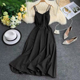 New-Coming Spring Summer Holiday Long Dress Cross Spaghetti Strap Open Back Beach Style Ankle-Length Women Dresses