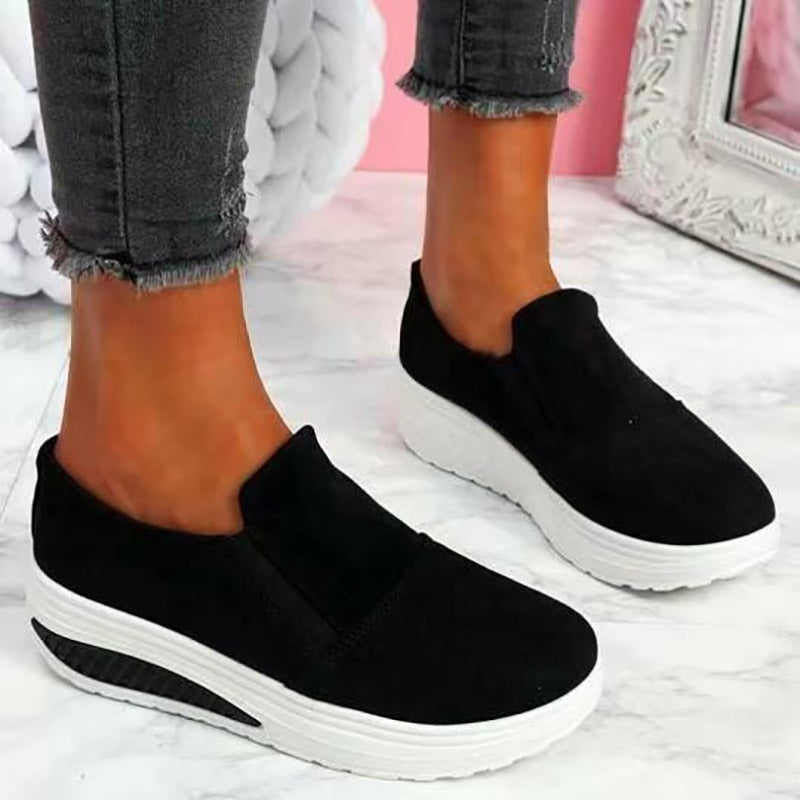 Rarove Back to school supplies Women Sneakers Solid Color Flats Platform Lightweight Ladies Shoes Comfort Slip On Shallow Tennis Female Loafers Mujer Zapatos