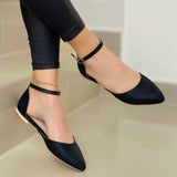 Rarove Summer Women Flat Shoes New Fashion Ankle Buckle Strap Basic Shoes Female Casual Pointed Toe Office Women Shoes Plus Size
