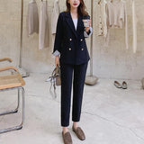 RAROVE New Fashion Women Blazer Pants Two-Piece Set Office Lady Slim Pants Suits Female Fashion Blazer Suit