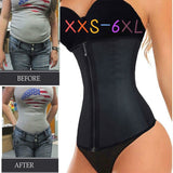 XXS-6XL Corset Body Shaper Latex Waist Trainer Cincher Zipper Underbust Weight Loss Slimming Shapewear Hourglass Belt Women Plus