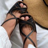 Rarove Mid Heel Sandals Summer Handmade Ladies Heels Mixed Colors Women Slip-On Peep Toe Ladies Pumps Square Heel Casual Shoes