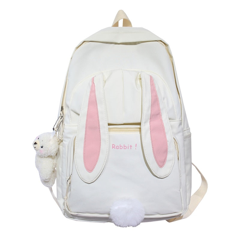 Rarove Back to school supplies Cute Rabbit Girl School Backpack Female Large Capacity Kawaii Back Pack Mochila Pink Women Bagpack Nylon Cartoon Schoolbag
