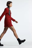 Rarove Women Fashion Two Pocket Red Blazer Coat Loose Jacket Vintage Long Sleeve Female Outerwear Chic Winter Tops