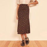 Rarove Skirts Womens High Waist Vintage Floral Print Summer Skirt Back Zipper Elegant Chiffon Midi Long Skirt Women Clothing