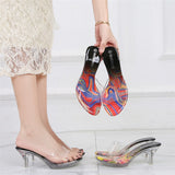 2022 Women Summer 6.5cm High Heels Slides Mules Lady Crystal Transparent Slippers Sandals Low Clear Heels PVC Platform Shoes