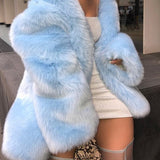 Rarove Luxury Faux Fur Coat For Women Oversize Loose O-Neck Jacket Winter Thicking Warm Street Clothing Girl Fashion Furry Fur Overcoat