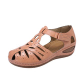 Rarove Women's Sandals Summer Rome Vintage  Hollow out Wedge Heels Platform Ladies Shoes Hook Loop Embroidery Sewing Female Sandal