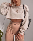 Rarove Autumn outfits 2022 New Womens Long Sleeve Sweatshirts Crop Tops Spring Autumn Solid Casual Loose Pullover Ladies Shirts Camisetas