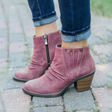Rarove Women's Ankle Boots Autumn Winter Fashion Solid Color Thick Heel High Heel Females Boots Casual Side Zipper Shoes Booties Woman