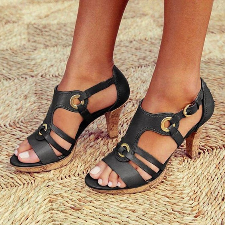 Women's Sandals High heels Woman Bohemia Pumps Fashion Women Hollow Out Sandals Outdoor Summer Shoes Women Chaussures Femme
