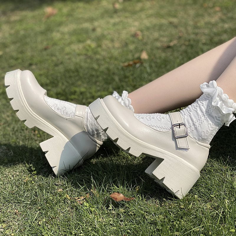 Rarove Back 2 school Prom platform shoes heels mary janes white lolita shoes Women Japanese Style Vintage shoes for women College Student Women's shoes 42
