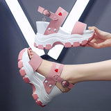 Rarove Platform Sandals Women 2022 New Summer Chunky High Heels Female Wedges Shoes for Women Fish Toe Red Sandalia Feminina 0809
