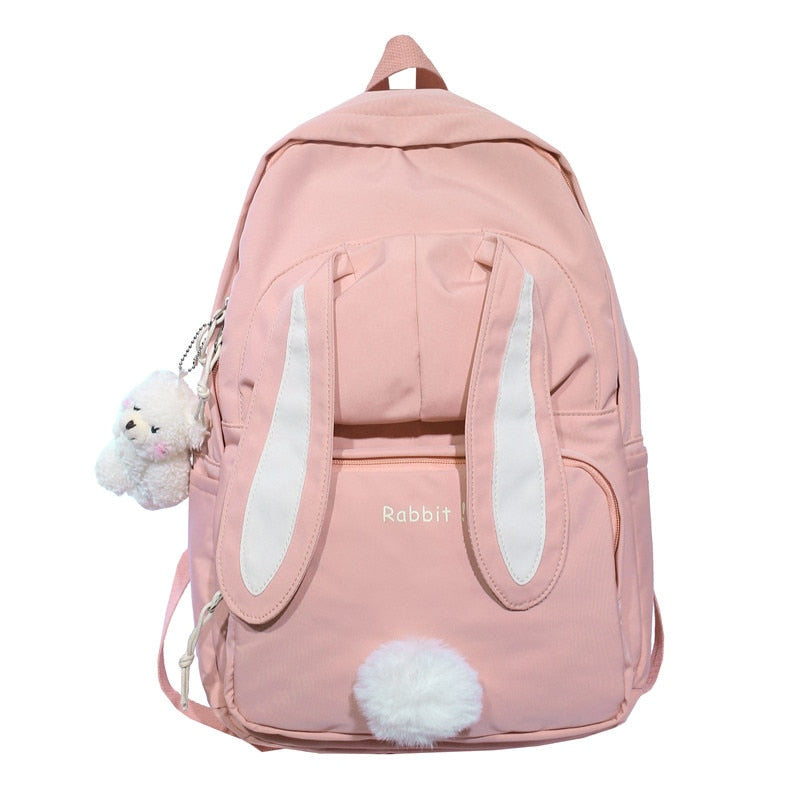 Rarove Back to school supplies Cute Rabbit Girl School Backpack Female Large Capacity Kawaii Back Pack Mochila Pink Women Bagpack Nylon Cartoon Schoolbag