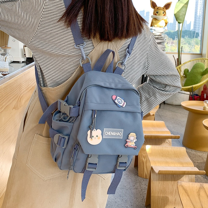 Rarove Back to school supplies Small Women's Backpack Girls School Bag Waterproof Nylon Fashion Japanese Casual Young Girl's Bag Female Mini