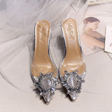 Rarove PVC Sandals Women Pointed Clear Crystal Cup High Heel Stilettos Pumps Summer Shoes Peep Toe Women Pumps Size 43