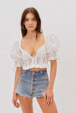 Rarove Summer Tops For Women Blouses Black White Crop Tops Ladies Sexy Puff Sleeve Blouse Women Shirts Ruffle Top