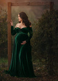 Rarove New Velvet Maternity Dresses V-Neck Long Pregnancy Photography Dress Maxi Maternity Gown For Pregnant Women Photo Shoot Props