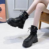 Rarove Back to school Green Punk Chunky Platform Motorcycle Boots Women Autumn Winter Gothic Shoes Woman Thick Bottom Lace Up Ankle Botas Mujer