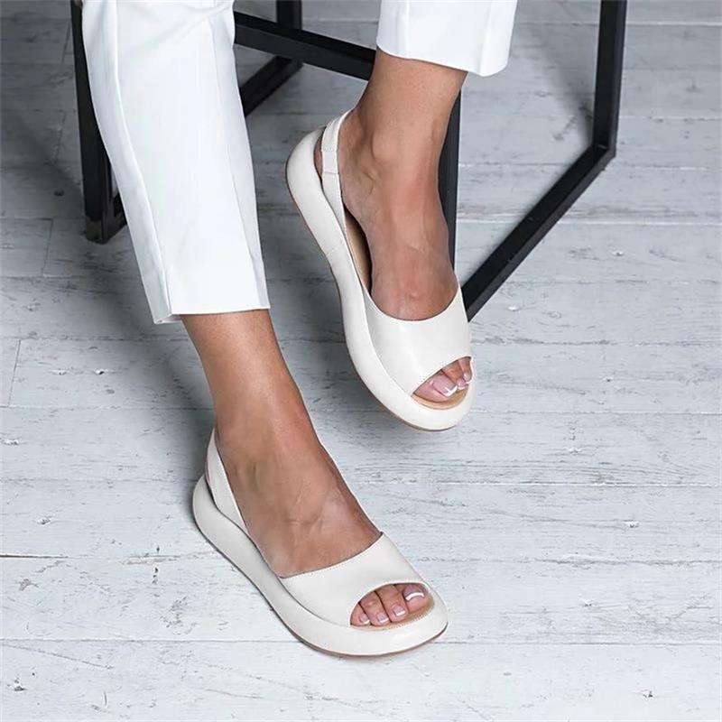 Rarove Women Sandals 2023 Summer Women Flat Fish Mouth Sandals Thick Bottom SOft Sole Casual Shoes Ladies Platform Sandals Plus Size 43