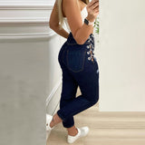 Rarove Autumn outfits Women Fashion Casual Slinky Jeans Long Chain Design Women Trousers Letter Print Denim Pants Fashion Casual  Jeans