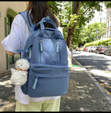 Rarove Back to school supplies Solid Color Satchel Girlsa School Student Casual Backpack Multi-Functional Rucksack Nylon Female Kawaii Pendant Mochila Bags