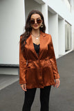Rarove Women Solid Blazer Coat Waist Adjust Vintage Notched Collar Pocket Fashion Female Casual Chic Tops