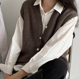 RAROVE Knitted Sweater Vest Women Stretchy Simple Basic Daily V-Neck Solid Open-Stitch Female Korean Clothes