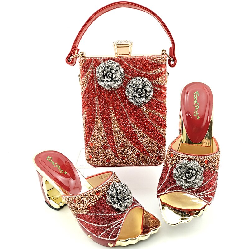 Rarove New Arrival Fashionable Italian Shoes and Bag Sets Silver Color Women's Wedding Special Appliques for African Lady Sandals
