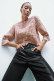 Rarove Women Fashion Texture Double Breasted Woolen Check Blazer Coat Vintage Long Sleeve Pockets Female Outerwear Chic Veste