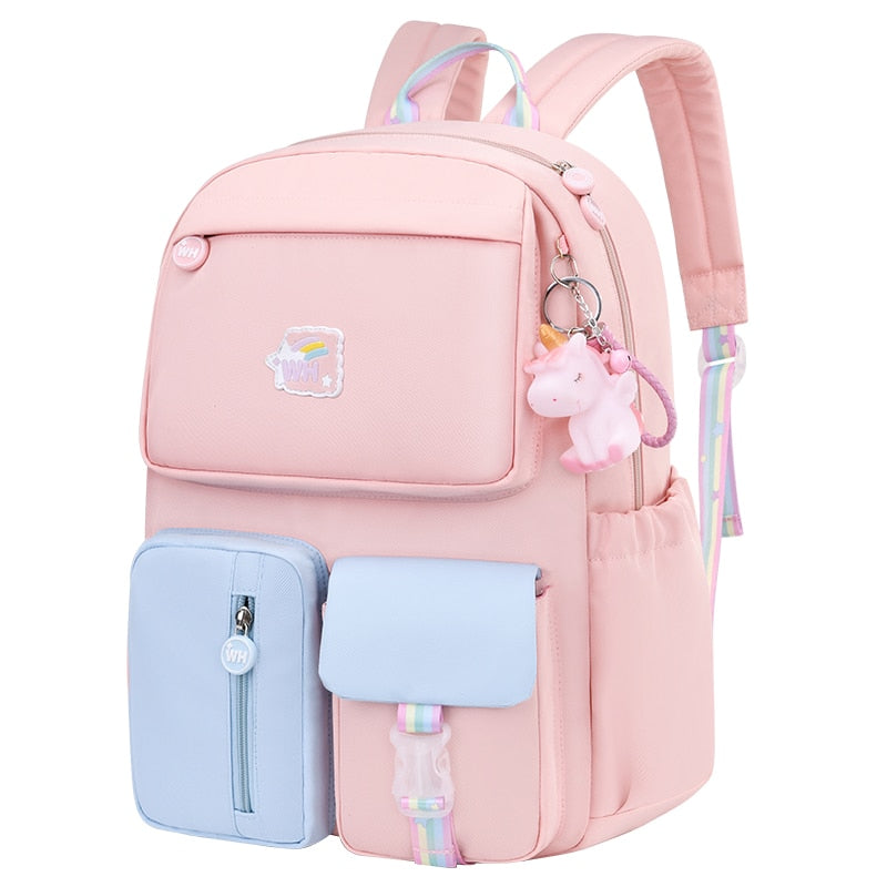 Rarove Back to school supplies 2 Size Rainbow School Backpacks Suitable Cartoons School Bags For Girls Schoolbag Grades 1-6 Women Travel Bag Backpack