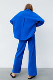 Rarove Women's Blouse Autumn Fashion Cotton Shirt Long Sleeve Blue Shirt Ladies Vintage Casual Loose Pocket Top Women