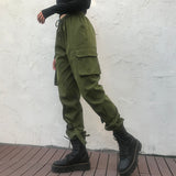 Rarove Cargo Pants Women Wide Leg Sweat Pants Oversized Vintage Army Green Trousers Plus Size Streetwea
