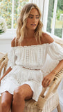 Rarove Summer Two Piece Sets Women Bohemian Casual Beach Skirts 2Pcs Sets Lace Off Shoulder Crop Tops And Short Pleated Skirt