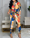 Rarove Autumn outfits Women Fashion Casual Two-Piece Set  Suits Set Female Autumn Clothes Print Long Sleevel Top &  Pants Sets
