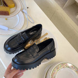 Round Toe Street Style Chunky Heel Platform Women Loafers Shoes 2021 Black Punk Goth Y2K Designer Moccasin Women