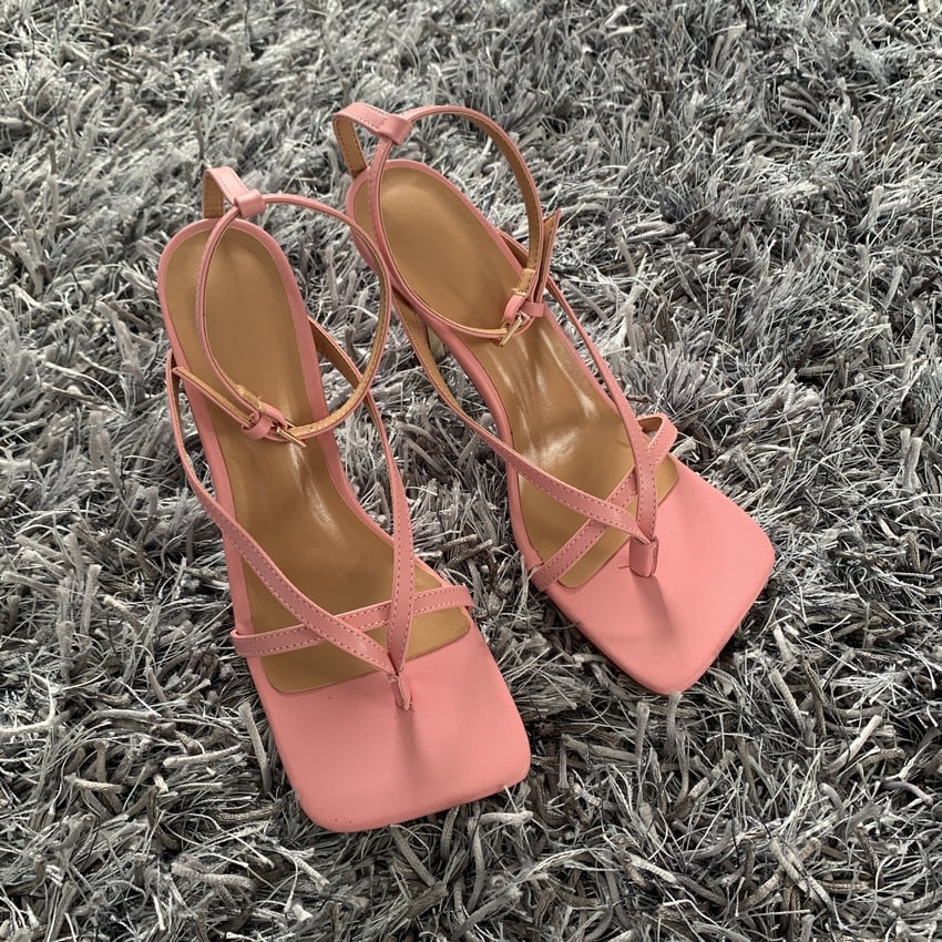 Rarove 2023 Ankle Strap Women Sandals Summer Fashion Brand Thin High Heels Gladiator Sandal Shoes Narrow Band Party Dress Pump Shoes