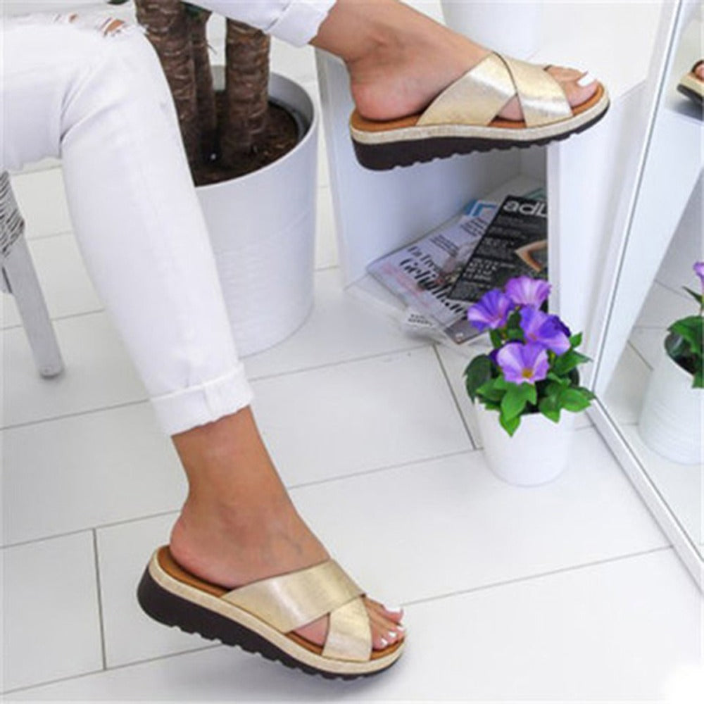 Rarove Women Summer Slippers Casual Ladies Sandals Platform Non-slip Female Shoes Soft Wedge Outdoor Women Slippers Shoes
