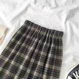 Vintage Wool Pleated Plaid Skirt Women High Waist Plus Size Long Skirt 2020 Autumn Winter Harajuku Female Party Skirt Streetwear