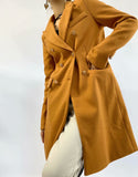 Rarove Women's 2023 Autumn And Winter New Fashion All-Match Slim Coat Retro Double-Breasted Mid-Length  Coat